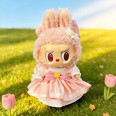 38cm拉布布搪胶毛绒娃娃衣服着替Labubu公仔衣服灰夹克套装 酷帅萌