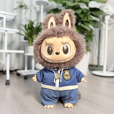 仅衣服】58cm拉布布衣服ZIMOMO娃衣搪胶LABUBU蓝色连帽卫衣套装萌