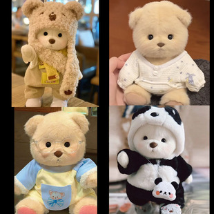 中号30cm娃衣手作莉娜小熊衣服印花小熊+眼镜熊熊毛绒玩偶着替女