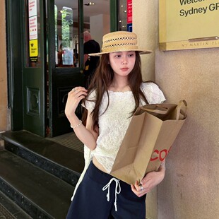 T恤女 短袖 second 26年夏上新轻奢氛围感提花工艺潮流百搭款