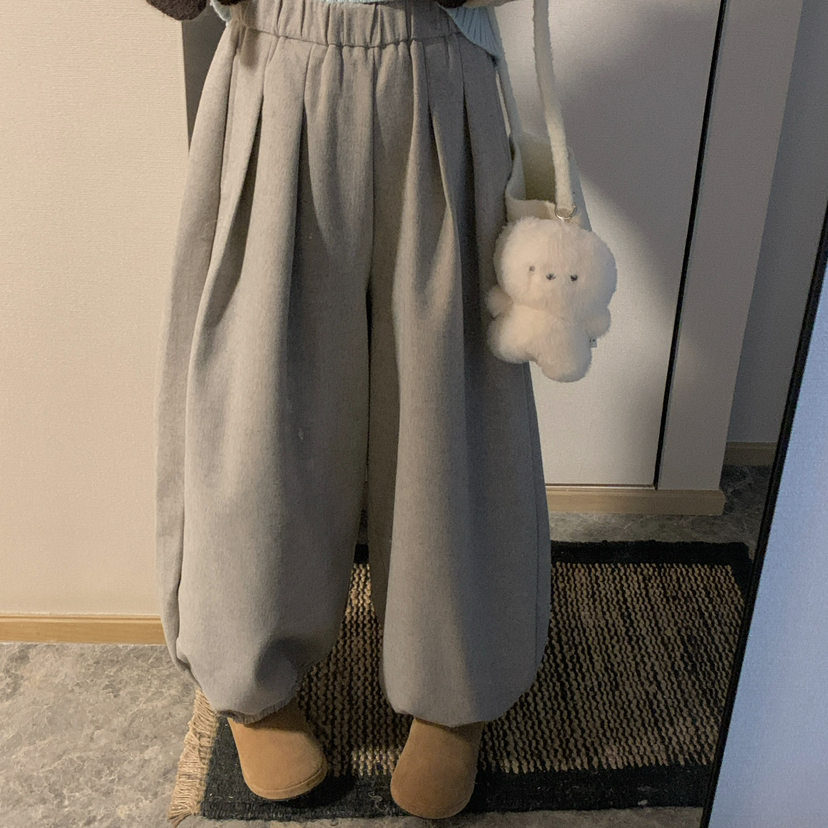 秋冬宽松休闲羊毛束脚卫裤