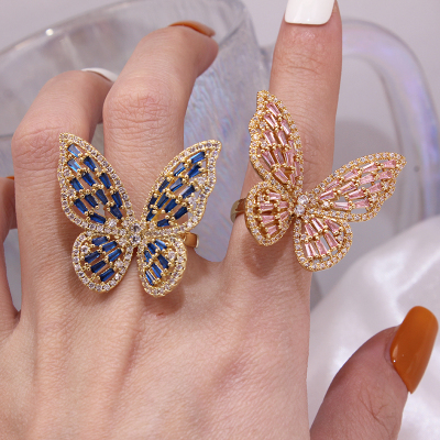 高级感超仙锆石蝴蝶ins潮风戒指