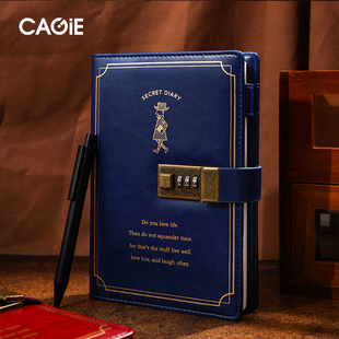 CAGIE/卡杰密码笔记本复古日记本带锁手帐本女生笔记本子文艺精致