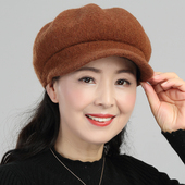 中年妈妈帽子秋冬女士冬帽中老年女帽女式 冬女秋百搭妇女八角帽