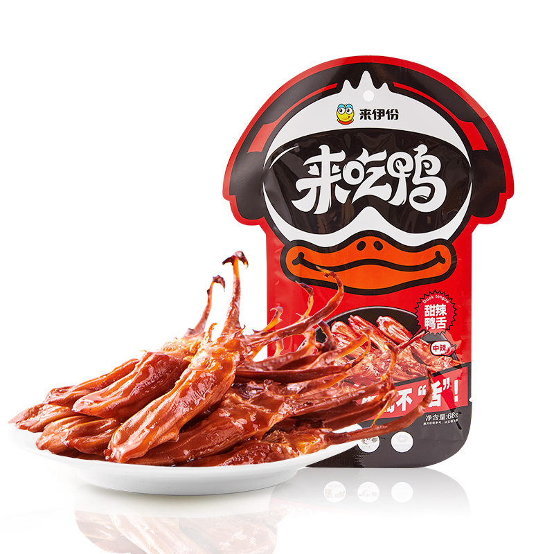 来伊份甜辣鸭舌68g休闲零食鸭肉