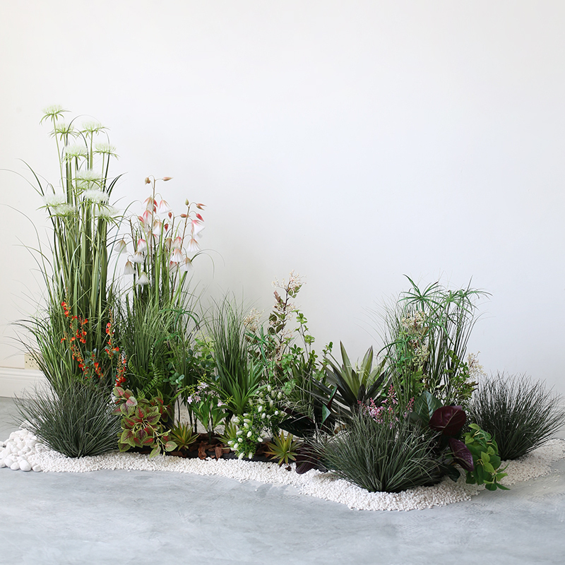 仿真绿植花园造景组合室内楼梯角落遮挡植物餐厅酒店橱窗景观花丛