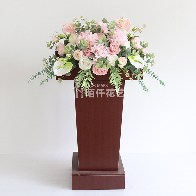 讲台花桌花会议签到装饰台假花酒店宴会仿真花高档演讲主席台花艺