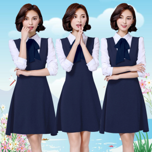 春秋季幼儿园老师园服套装幼师服装教师衬衫工作服连衣裙两件套