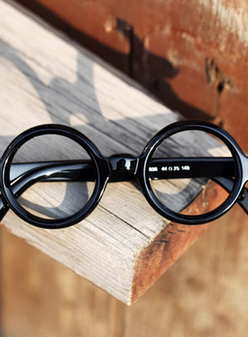 柯布西耶圆框眼镜近视眼睛框男黑框圆形板材眼镜架配近视镜女6036