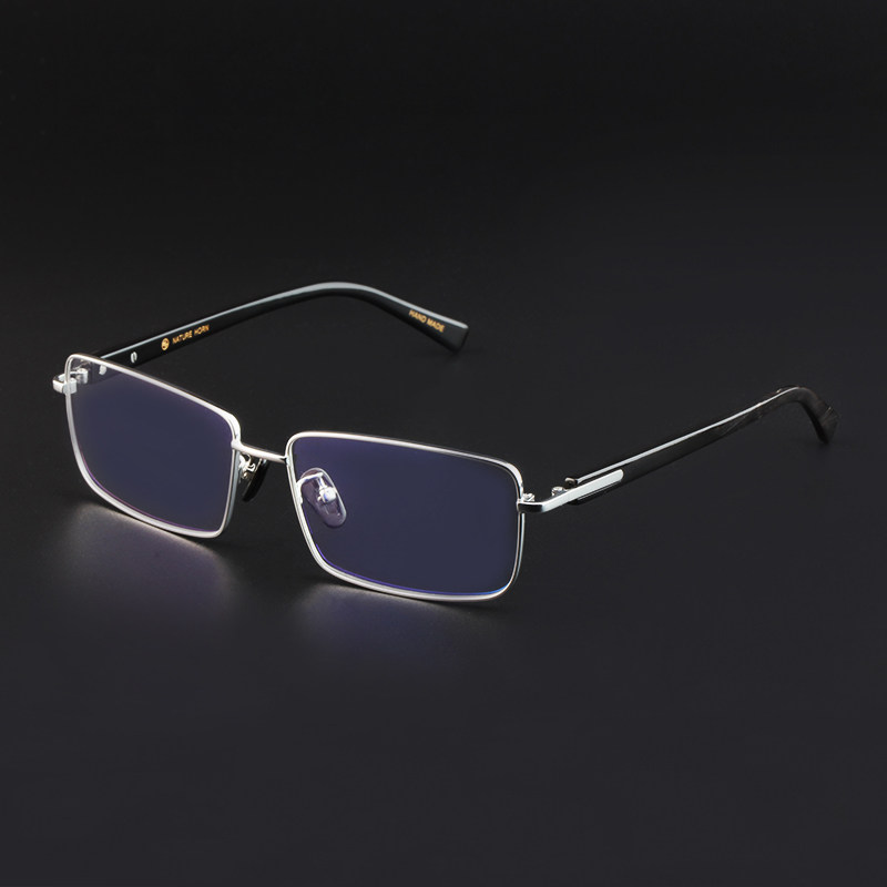 牛角全框眼镜框男商务超轻眼镜框架配近视镜蓝光金丝大脸6605