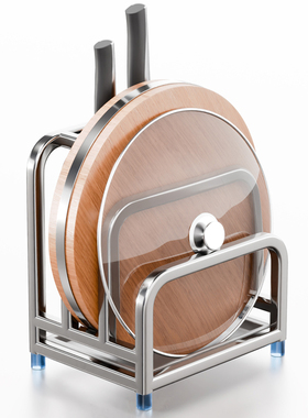 304不锈钢刀架双层菜板架锅盖架放置架沥水盘厨房置物架刀架一体