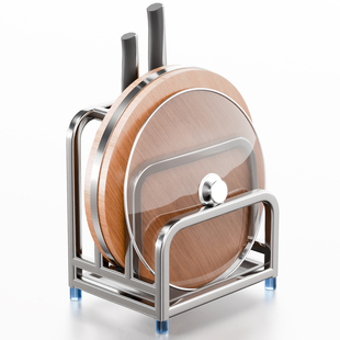 304不锈钢刀架双层菜板架锅盖架放置架沥水盘厨房置物架刀架一体