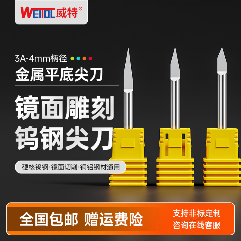 威特3A级4mm金属平底尖刀图片