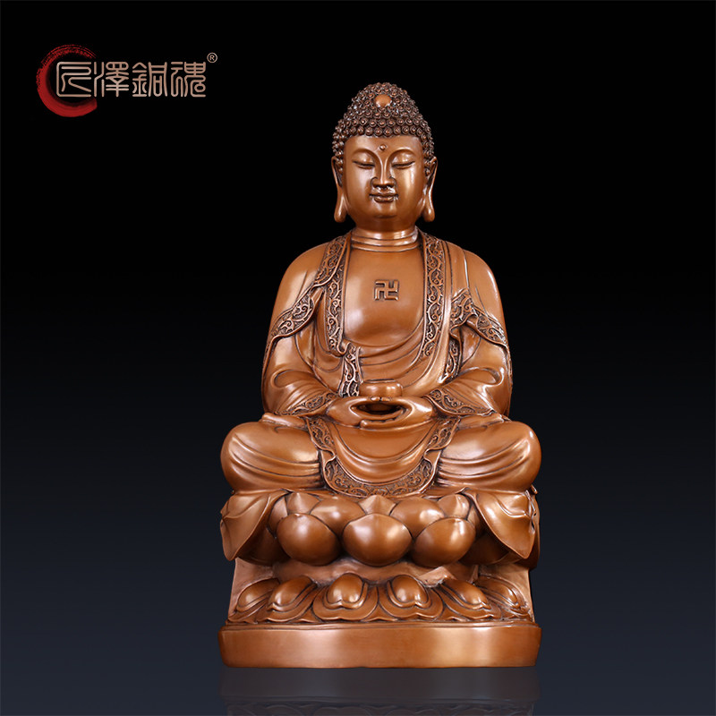 匠泽铜魂紫铜佛像三宝佛释迦佛