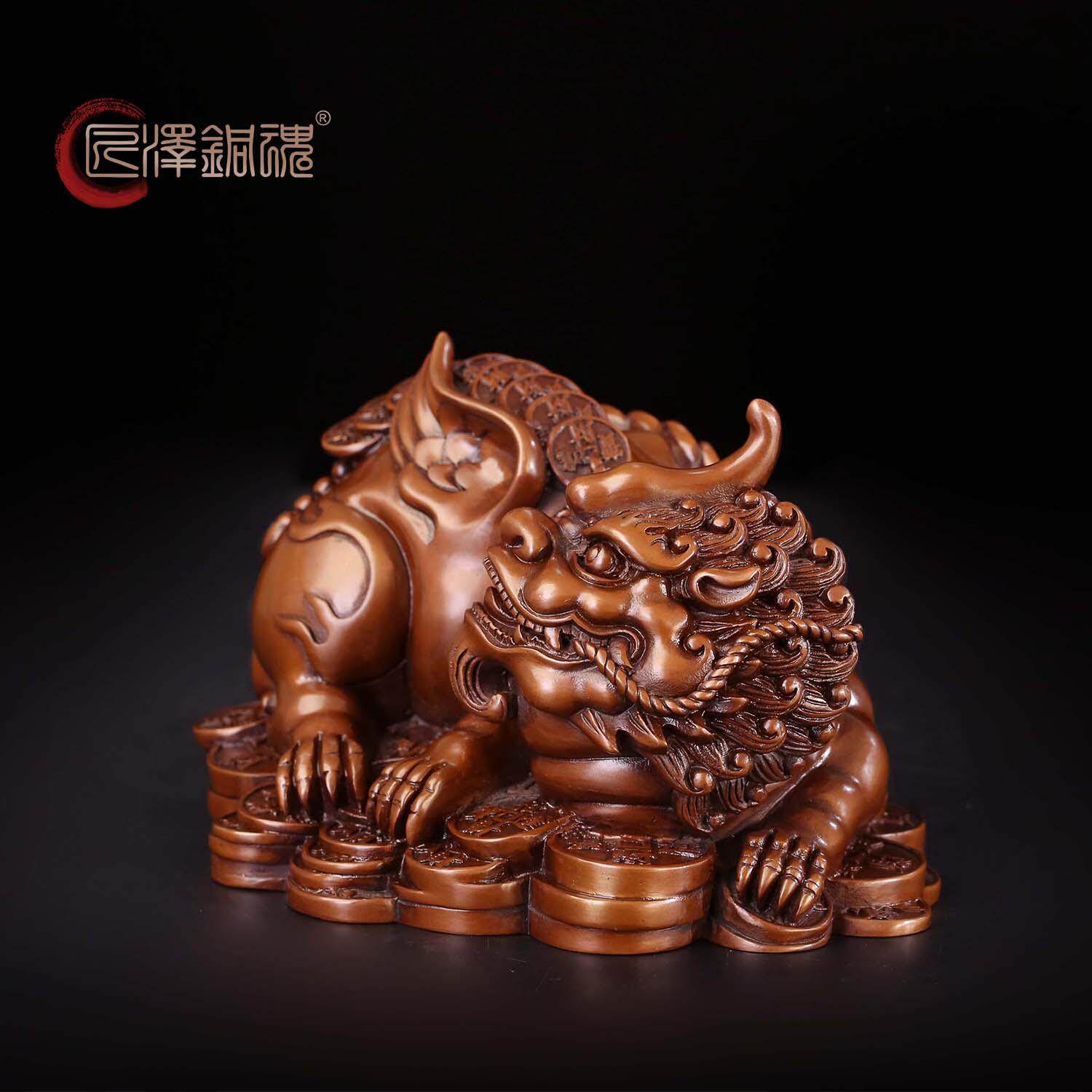 匠泽铜魂紫铜貔貅摆件