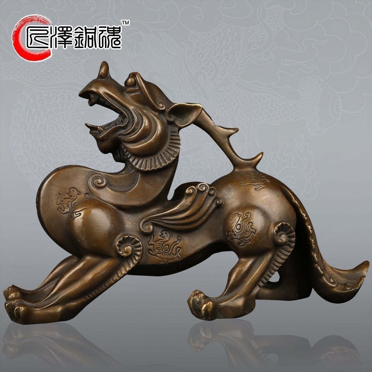 匠泽铜魂 纯铜风水摆件高档家居摆件铜貔貅雕塑 铜雕 长尾貔貅