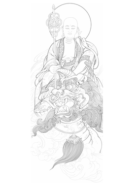 地藏王菩萨国画白描底稿佛像人物工笔画线稿线描实物打印勾线过稿