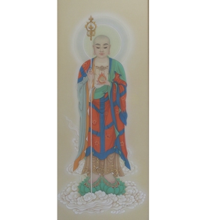 纯手绘地藏传统古典工笔画工笔真丝绢画国画心成品画未装裱