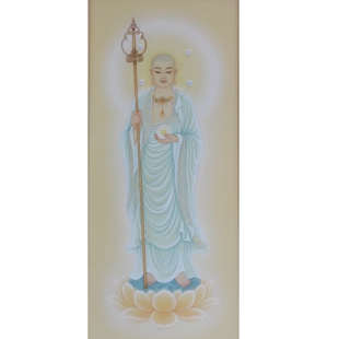纯手绘地藏传统古典工笔画菩萨工笔真丝绢画国画心成品画未装裱