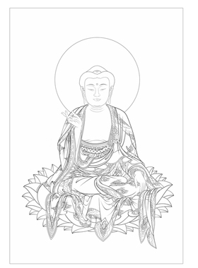 高清毗卢遮那佛白描底稿工笔画佛像菩萨线稿勾线线描实物纸质打印