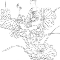 国画人物佛像莲座观音菩萨打印线稿高清白描底稿国画勾线线描纸质