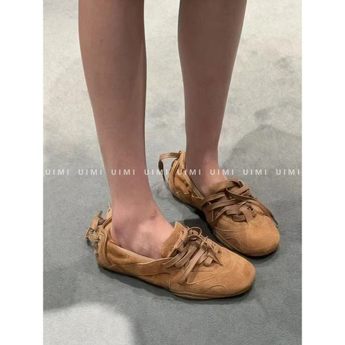 UIMI/复古风与舒适度并存！25ss秋冬新款 系带芭蕾舞鞋平底单鞋女