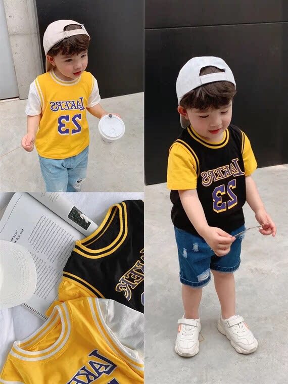 男童假两件短袖t恤夏装2019新款儿童篮球服上衣湖人23号运动衫潮|ruв категории Детская одежда, футболка - от Buy2taobao.com для оказания профессиональной услуги покупки агента Taobao