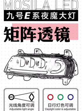 摩斯拉适用九号电动车E系列E80/E125/E200p/MK2夜魔矩阵大灯直上