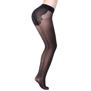 红辣椒连裤袜天鹅绒感蝴蝶裆大码30D夏薄款比基尼9387黑色丝袜女