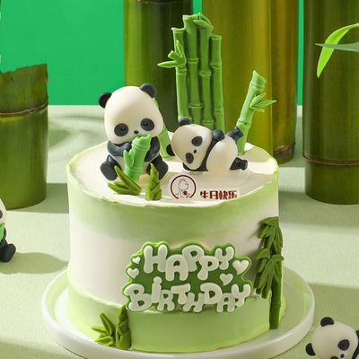 蛋糕装饰模具熊猫竹子卡通