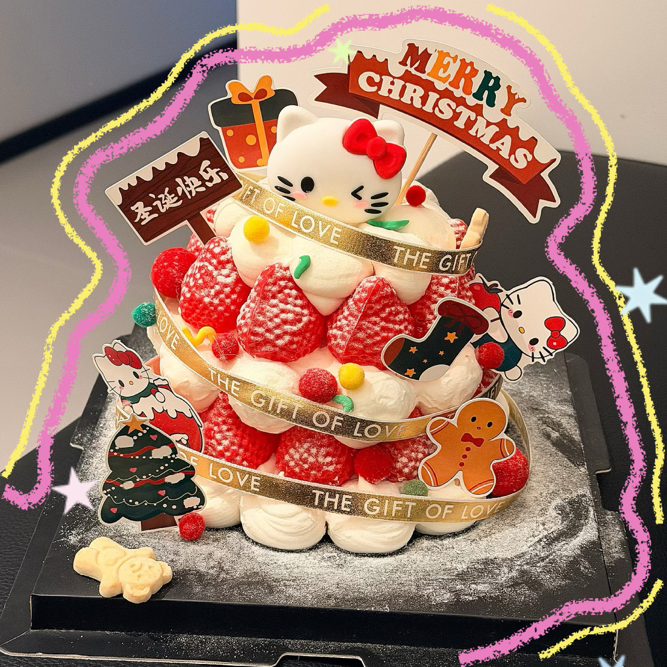 彩虹烘焙馆2026圣诞节kt猫草莓塔蛋糕装饰摆件丝带圣诞配件凯蒂猫,节庆用品/礼品,蛋糕/烘焙装饰用品,淘宝优惠券,粉丝福利购,淘宝优惠卷