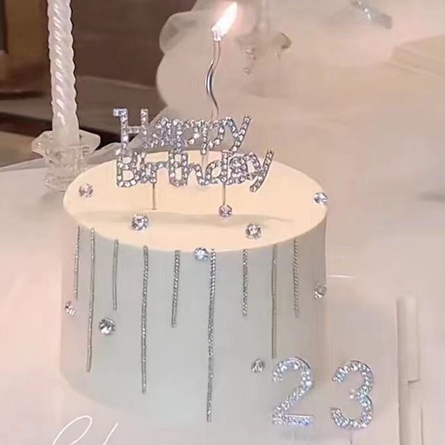 彩虹烘焙馆蛋糕装饰皇冠金色亚克力插牌钻石生日牌数字插件
