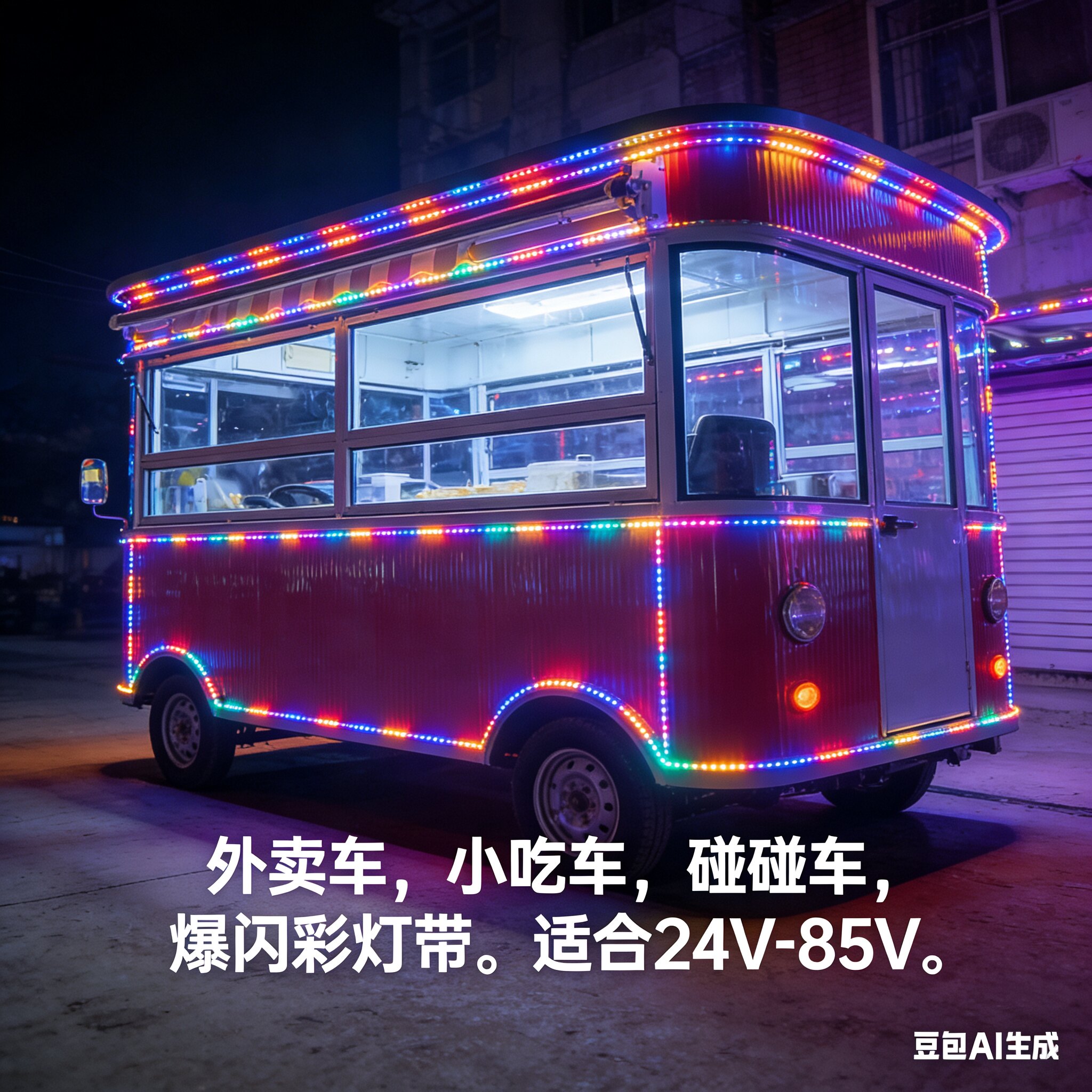 24-85V防水灯带卡丁车电瓶摆摊灯