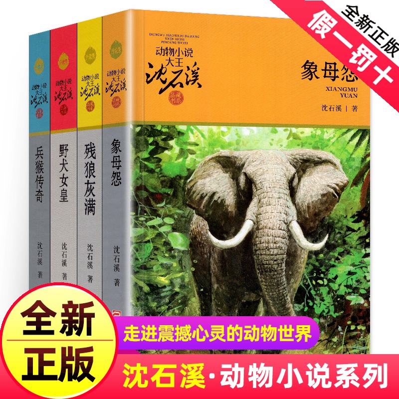 沈石溪动物小说包邮全四册动物小说大王 残狼灰满 野犬女皇 象母怨 兵猴传奇4册 儿童读物10岁15兵猴(大林莽动物世界的生死传奇)