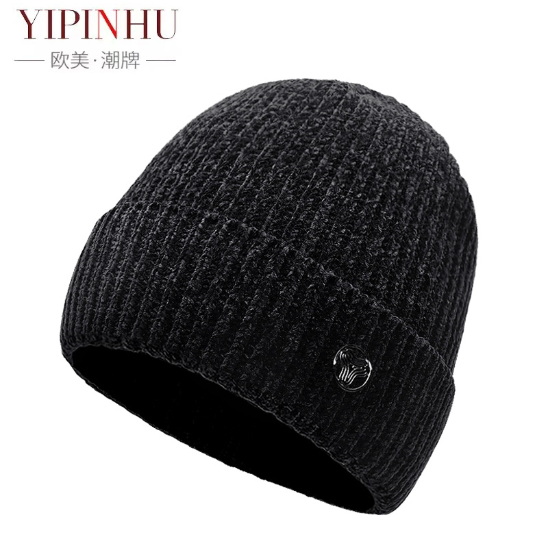 YIPINHU欧美帽子男秋冬季加厚保暖百搭中青年高档包头针织毛线男