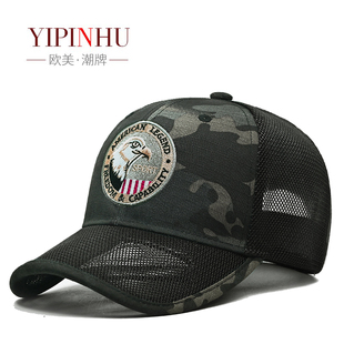 硬汉风户外特种兵大码帽子男夏季薄款棒球帽鹰头刺绣迷彩遮阳帽男