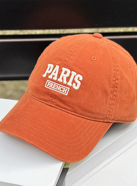 韩版PARIS软顶棒球帽子女春夏季加宽百搭显脸小遮阳防晒鸭舌帽男