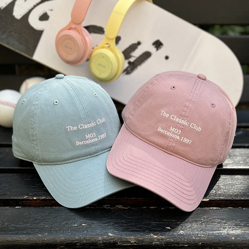 潮牌小字母刺绣软顶棒球帽显脸小