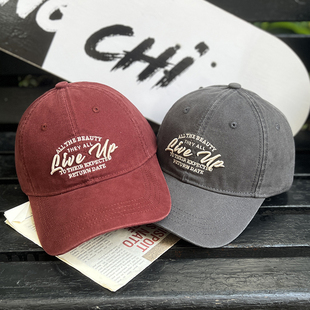 美式棉质水洗软顶棒球帽女2025新款潮牌刺绣宽帽檐男款棒球帽百搭