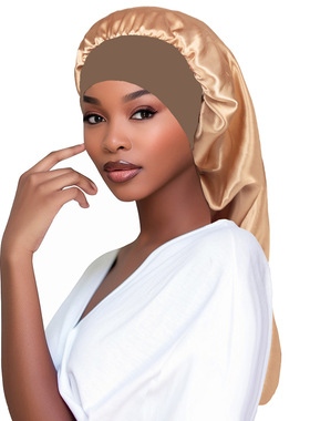 宽条纯色直筒睡帽舒适睡帽化疗帽浴帽  satin bonnet cap