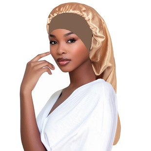 宽条纯色直筒睡帽舒适睡帽化疗帽浴帽  satin bonnet cap