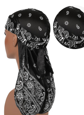 亚马逊爆款 变形虫仿真丝长尾海盗帽 包头帽 嘻哈披风帽子DURAG