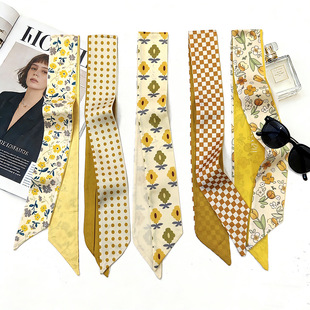 小红书秋季百搭长款丝巾飘带发带黄色绑发带简约百搭长巾