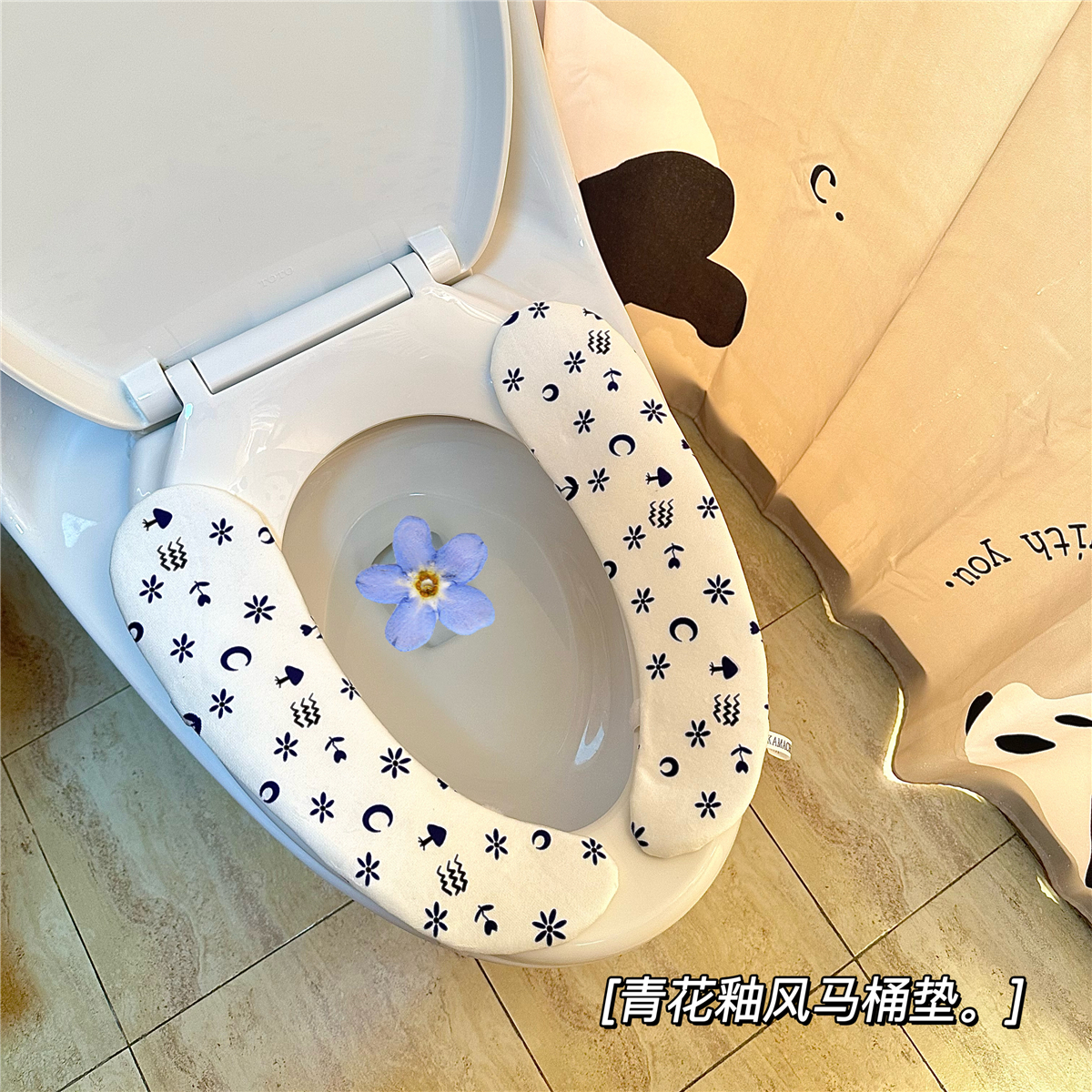 kamacho青花釉風分體式馬桶墊