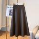 高级感棕咖色皮裙半身裙女秋冬百搭显瘦中长款 a字大摆裙百褶伞裙