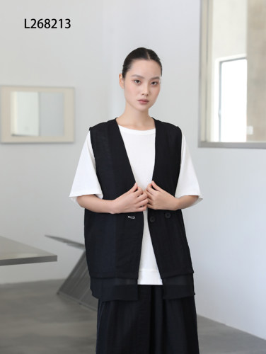 BEST原创设计经典黑色一粒扣马甲女2026夏季新款宽松休闲马夹上衣