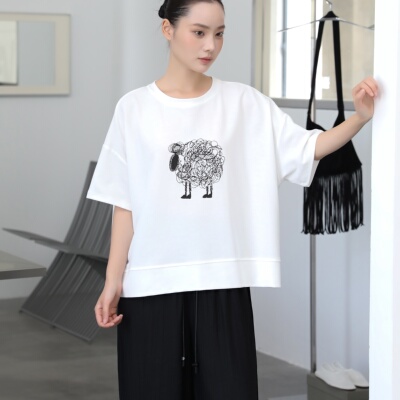 BEST短款小个子短袖T恤女2026夏新品宽松休闲显瘦不挑人印花上衣