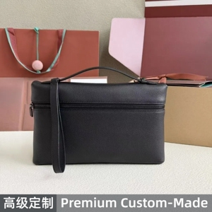 【 LP ROW工厂】Extra pouch 29男士手拿包进口真小牛皮帆布拼接