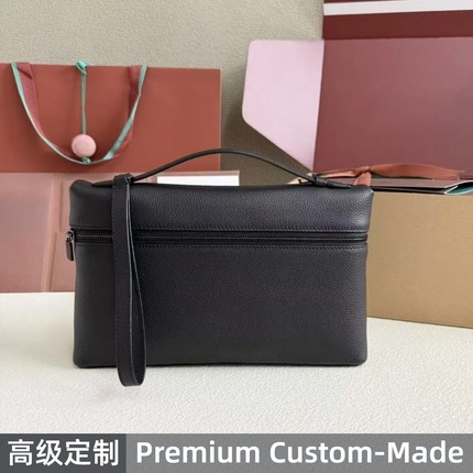 【 LP ROW工厂】Extra pouch 29男士手拿包进口真小牛皮帆布拼接