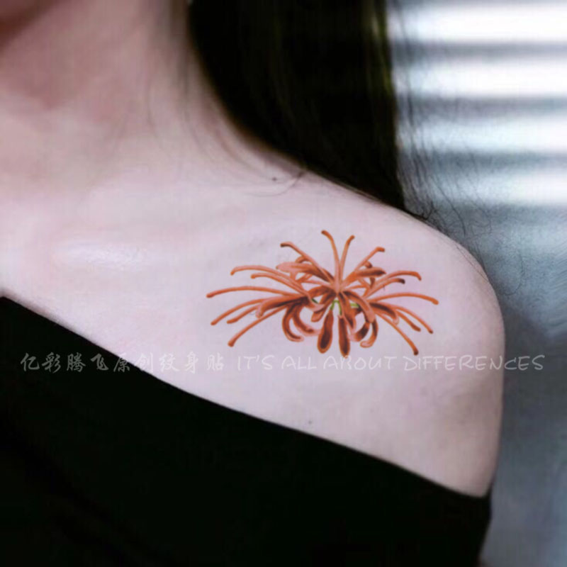 亿彩腾飞彼岸花纹身贴 性感锁骨贴 彼岸花纹身贴防水